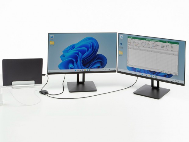 4K/60Hzの2画面同時出力に対応するUSB Type-C HDMI変換アダプタ