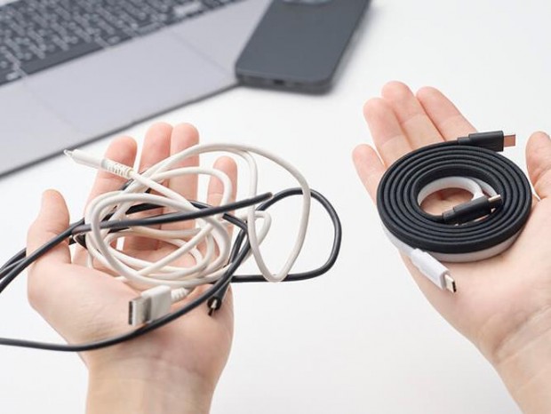 磁石で“くるんとまとまる”特許技術採用のUSB Type-Cケーブルがエレコムから