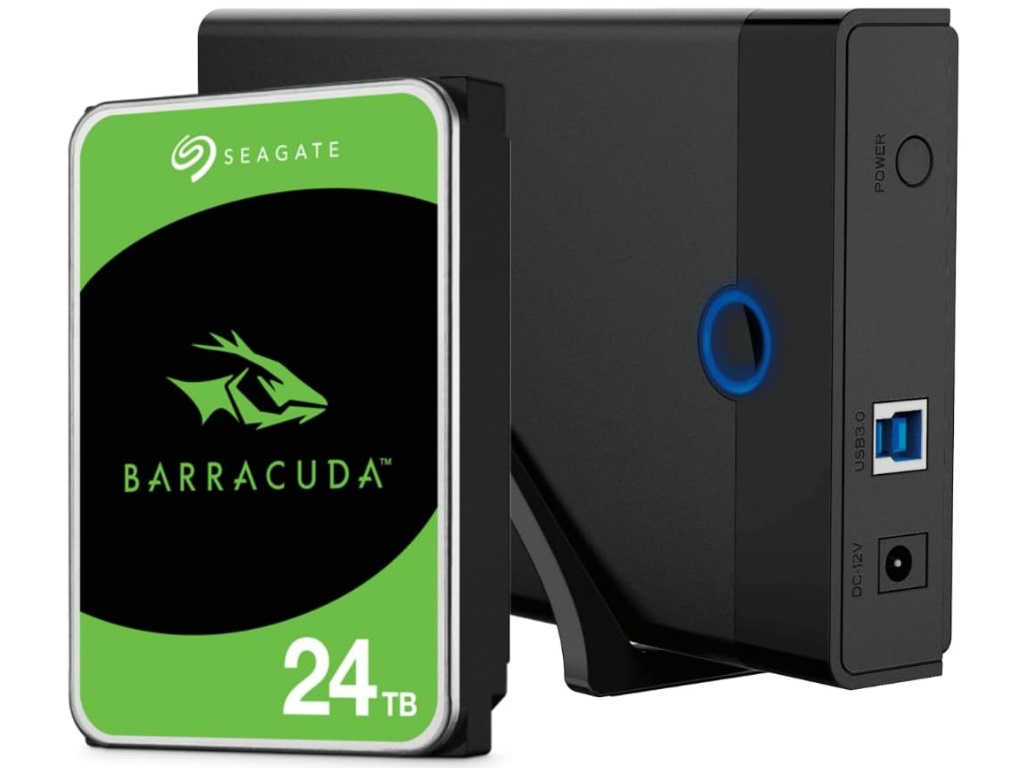 玄人志向、BarraCudaシリーズ24TBが付属する外付けHDDケース発売