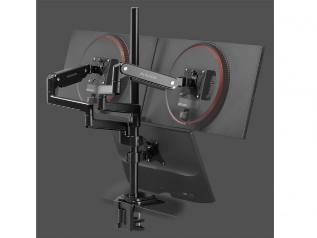 リクライニング姿勢でトリプルディスプレイを可能にするロングモニタ