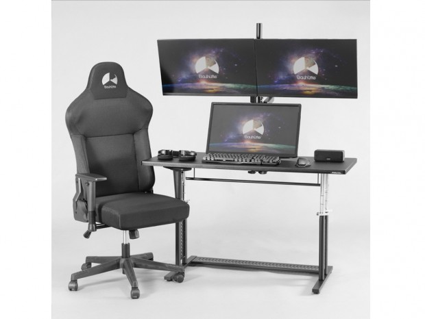 Bauhutte トリプルモニターアーム リクライニング姿勢でトリプルディスプレイを可能にするロングモニタ