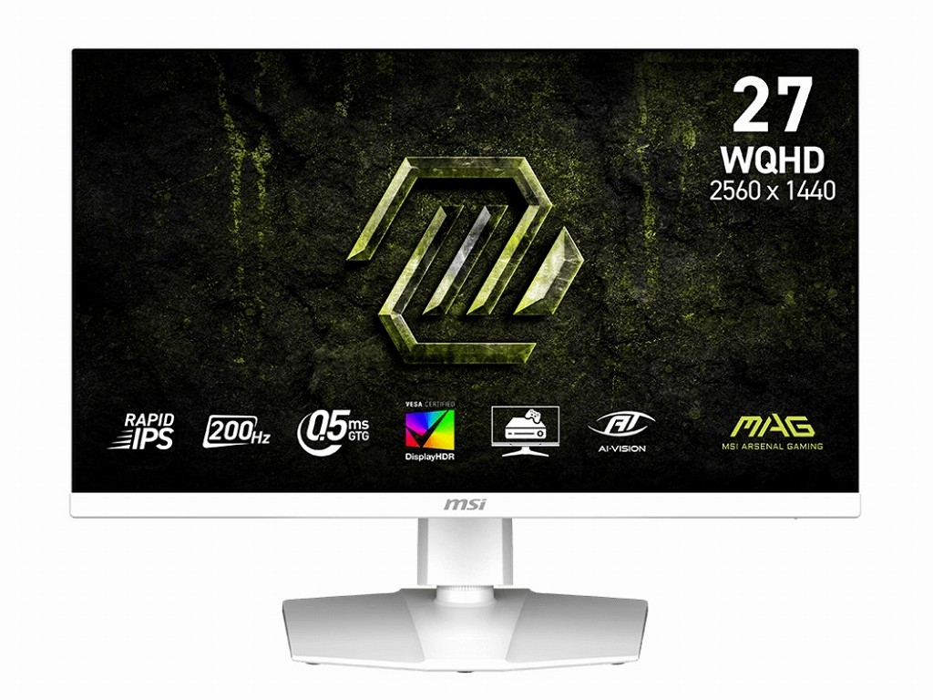 MSI、ホワイトゲーミング環境に最適な200Hz対応の27型WQHDディスプレイ