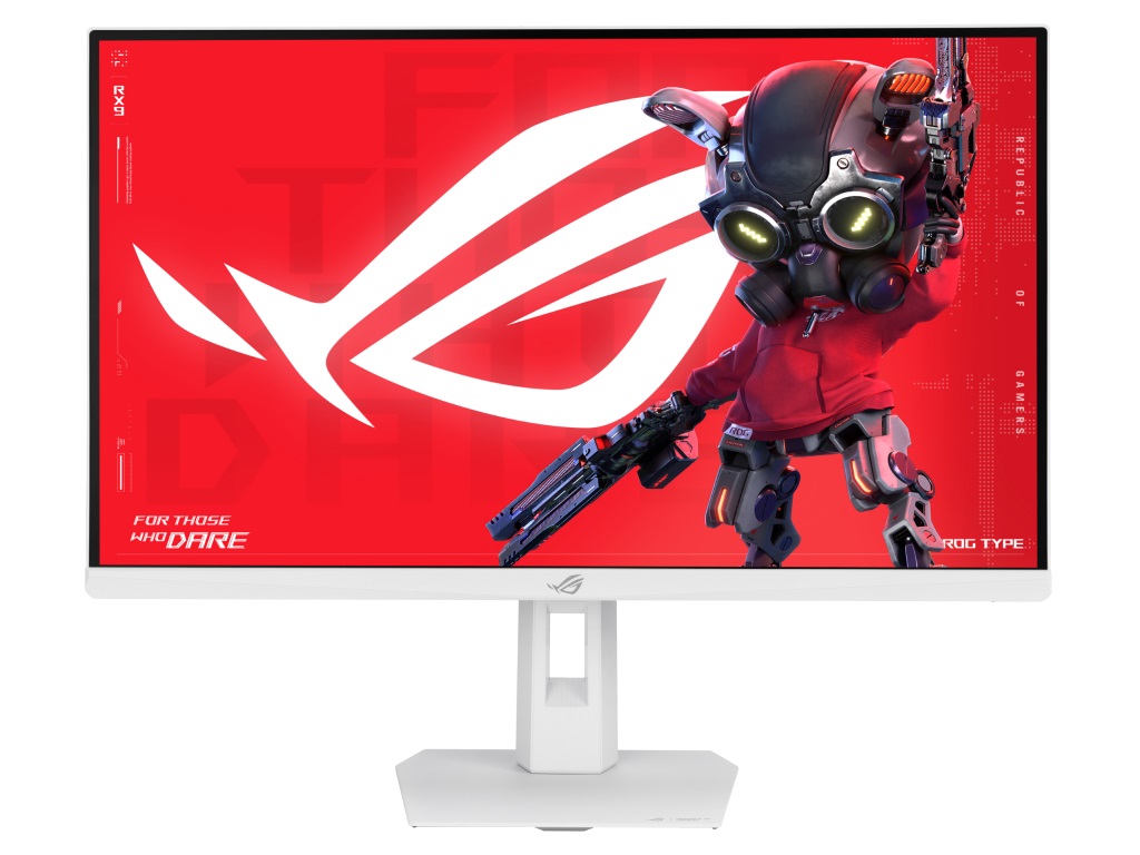ホワイト色のデュアルモード対応27型4Kゲーミング液晶ディスプレイが
