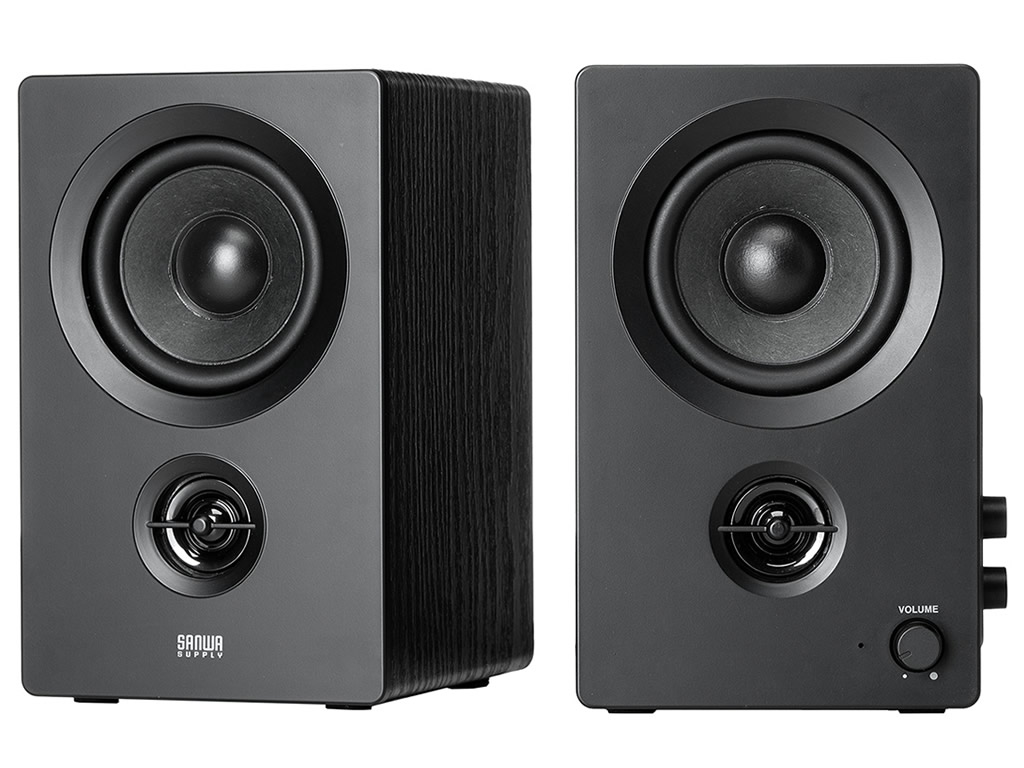 ホワイト ステレオスピーカー 2個セット 温かみのある木製で最大50W。Bluetooth＆有線両対応の2.WAYスピーカー