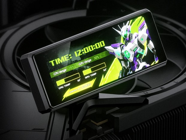 グラフィックスカードの上にも設置できる、JONSBOの小型情報ディスプレイ「DS339」