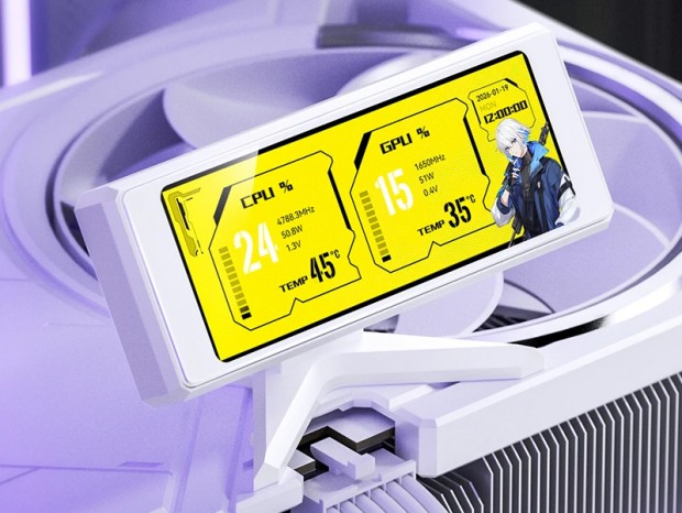 グラフィックスカードの上にも設置できる、JONSBOの小型情報ディスプレイ「DS339」