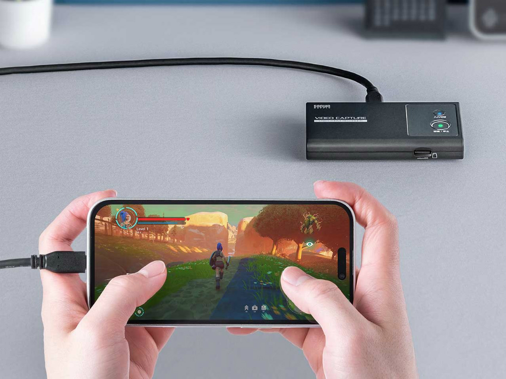 スマホの映像を直接録画できるビデオキャプチャーユニットがサンワ