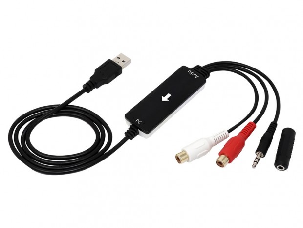 アナログ音源をデジタル保存、RCA/3.5mm対応のUSBオーディオキャプチャーケーブル