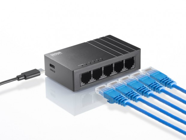 サンワサプライ、USB Type-C給電で動く5ポートギガビットハブ発売