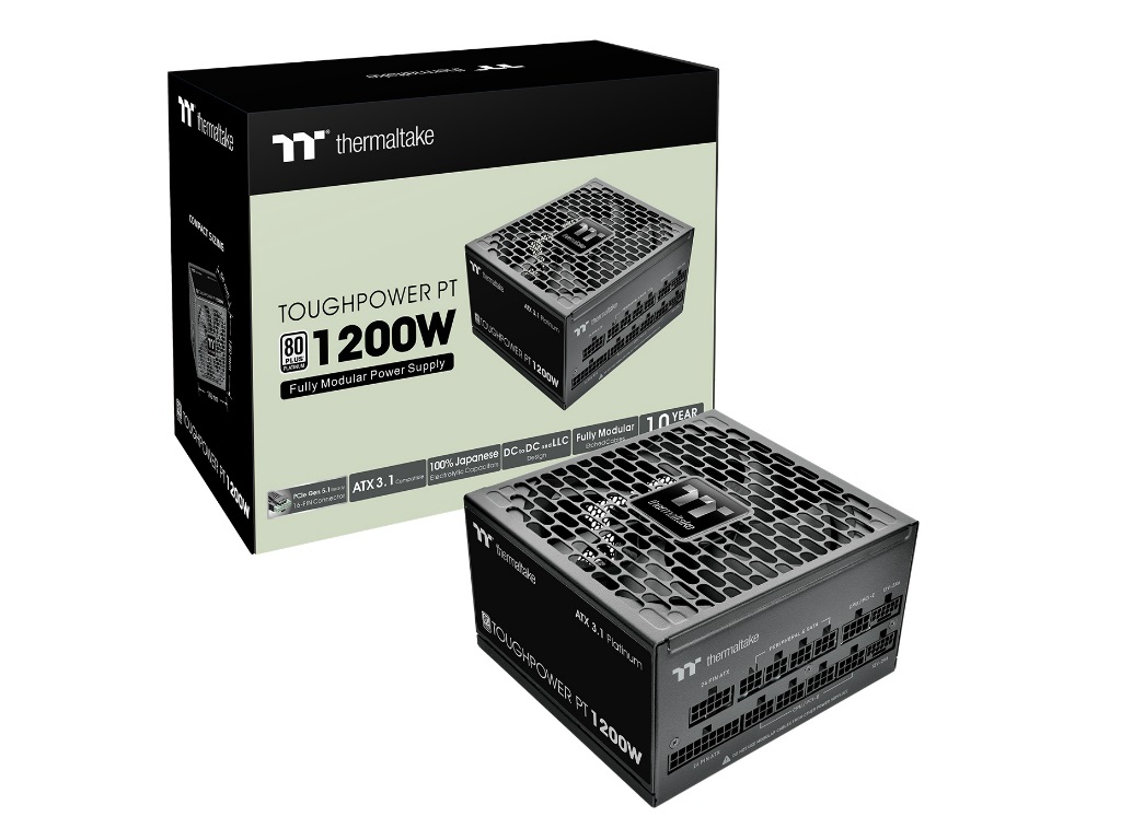 容量1,200Wで奥行き140mmのPLATINUM電源、Thermaltake「TOUGHPOWER PT