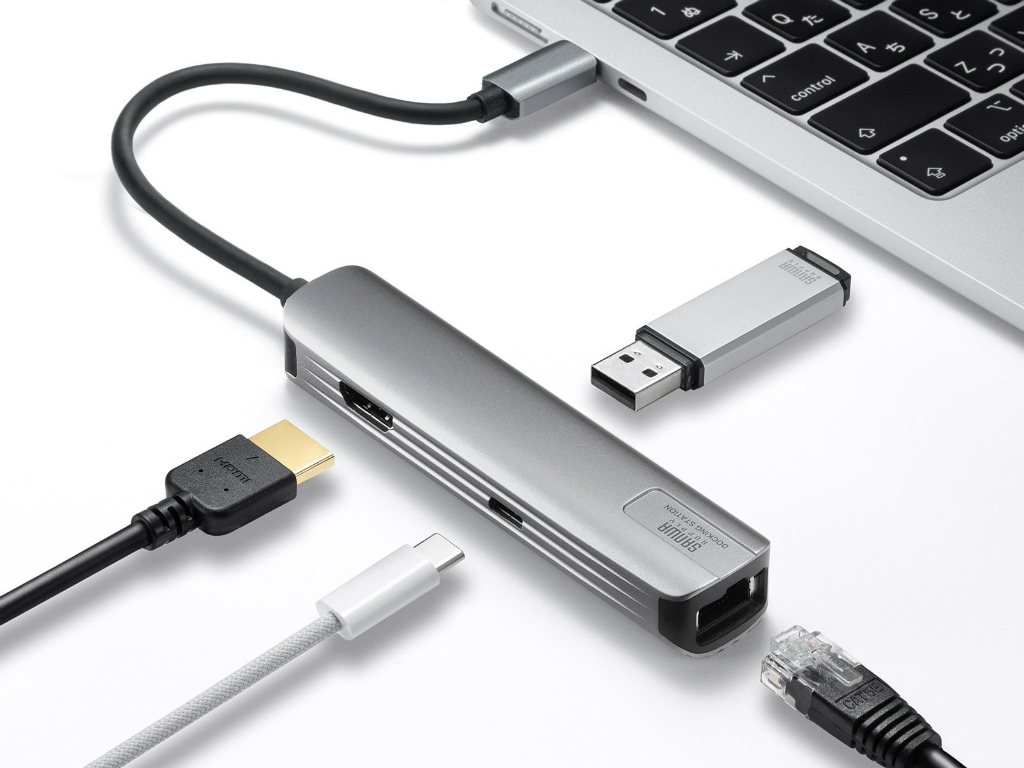 HDMI＆ギガビットLAN搭載。100W給電対応のType-Cアルミ筐体ドックが