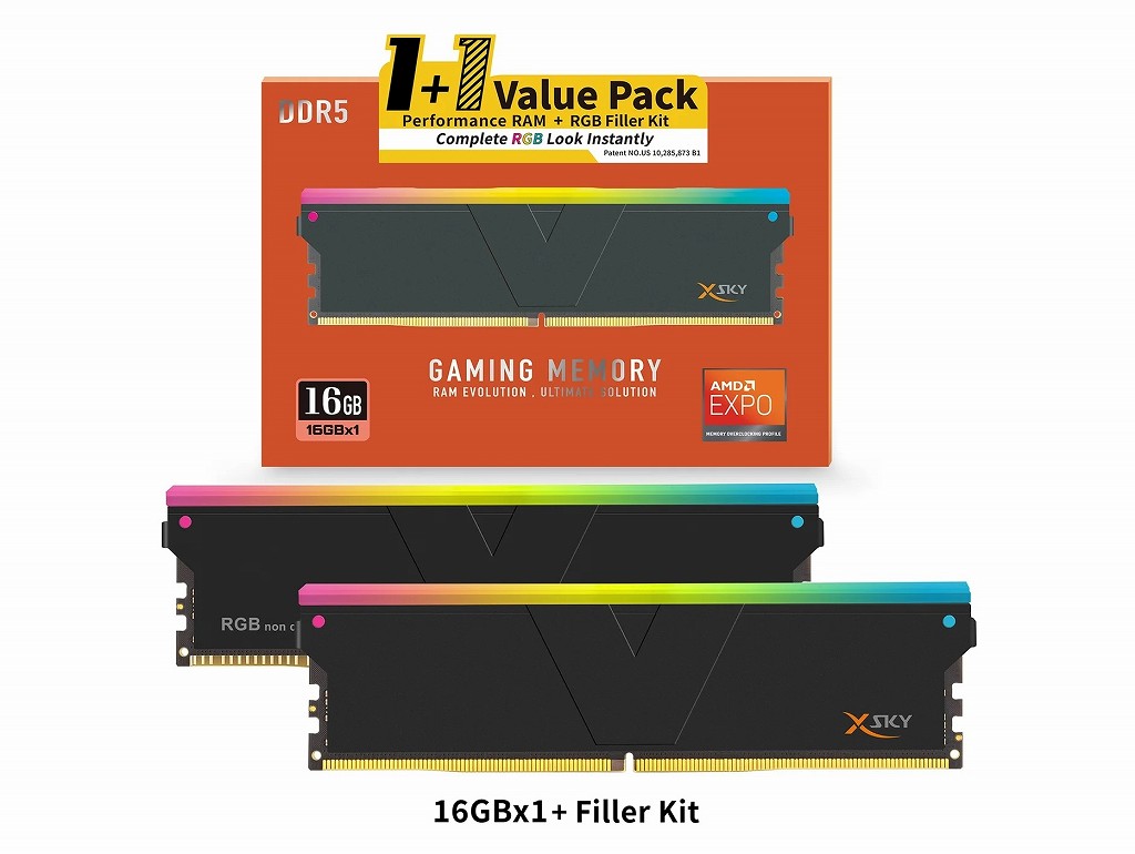 v-color ddr5 ダミーメモリ V-COLOR、DDR5メモリ1枚とダミーモジュール1枚が入った“1+1”キット