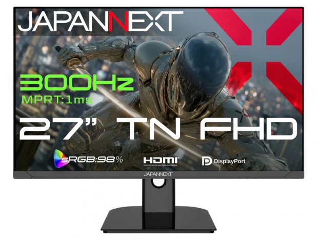 JAPANNEXT、23,980円で300Hz/1ms対応の27型フルHDゲーミング液晶「JN-T27G300F」など3機種