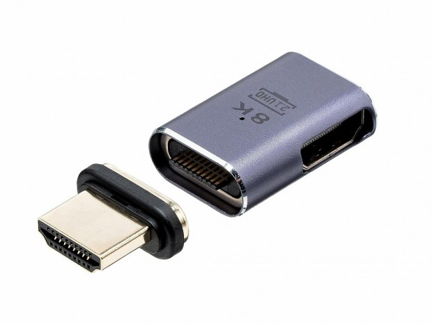 狭い場所でもスッキリ配線、簡単着脱できるマグネット式のL字型HDMIアダプタが発売