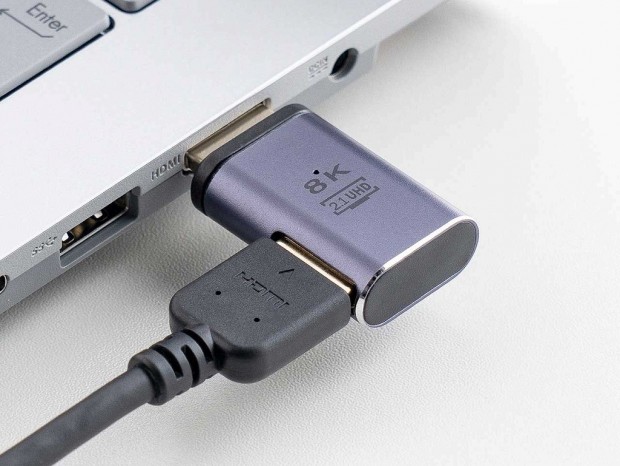 狭い場所でもスッキリ配線、簡単着脱できるマグネット式のL字型HDMIアダプタが発売