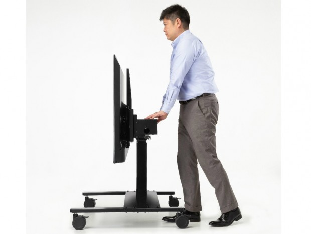 デュアルモーター搭載の100型ディスプレイ対応電動昇降スタンドがサンワサプライから