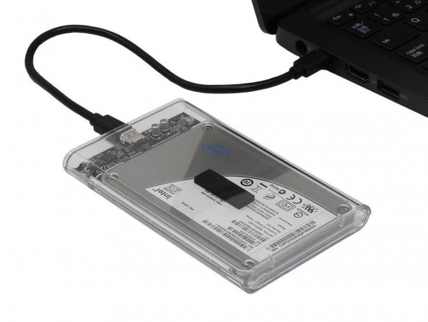 ツールレスで組み立てられるクリアな2.5インチSATA SSD/HDD対応ケースがアイネックスから