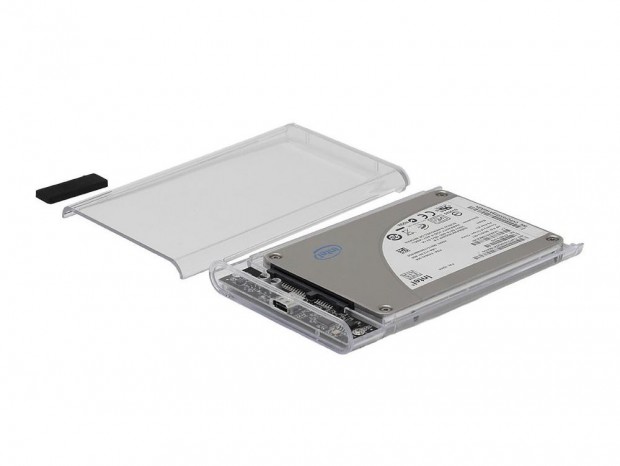 ツールレスで組み立てられるクリアな2.5インチSATA SSD/HDD対応ケースがアイネックスから