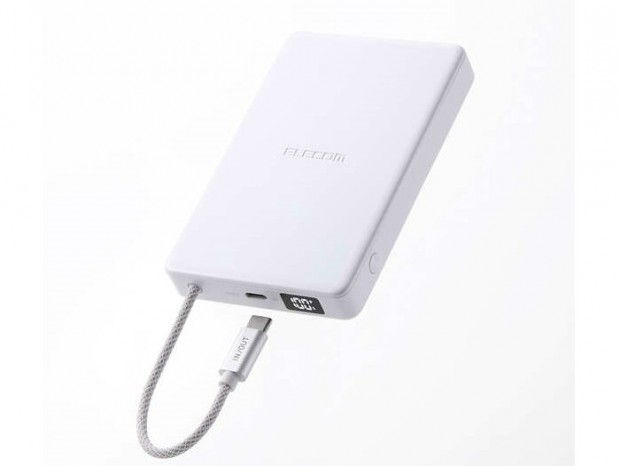 高い安全性と4倍の長寿命。エレコム、半固体電池採用ケーブル一体型モバイルバッテリー