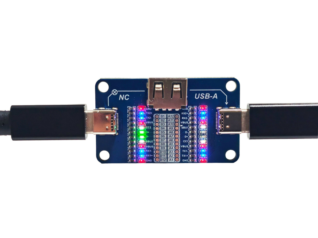 USB Type-Cケーブルの結線状況をLEDで可視化する、XYZA「USB-C CABLE