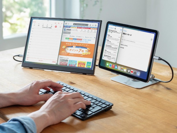 サンワサプライ、USB PDパススルー対応の14型WUXGAモバイル液晶ディスプレイ計2機種
