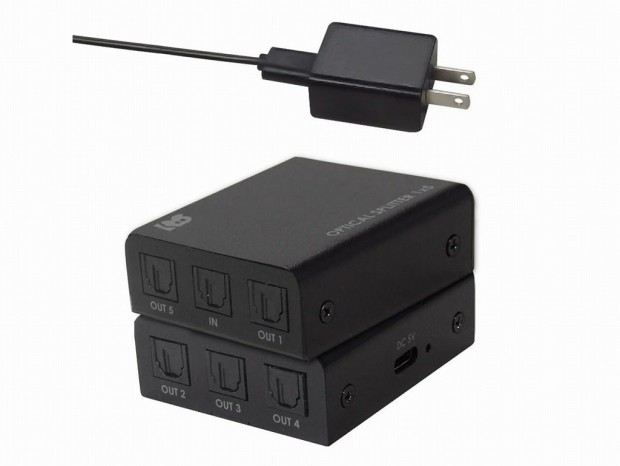 ラトック、光デジタル音声を最大5台のスピーカー・サウンドバーに出力できる光デジタル分配器