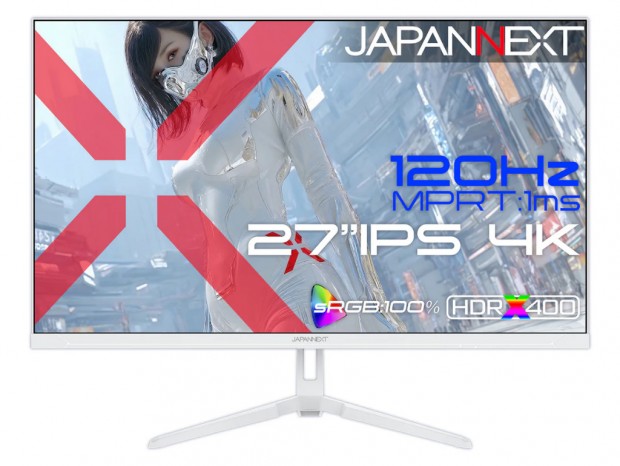 税込36,980円で4K/120Hz対応の白い27型IPSゲーミング液晶がJAPANNEXT