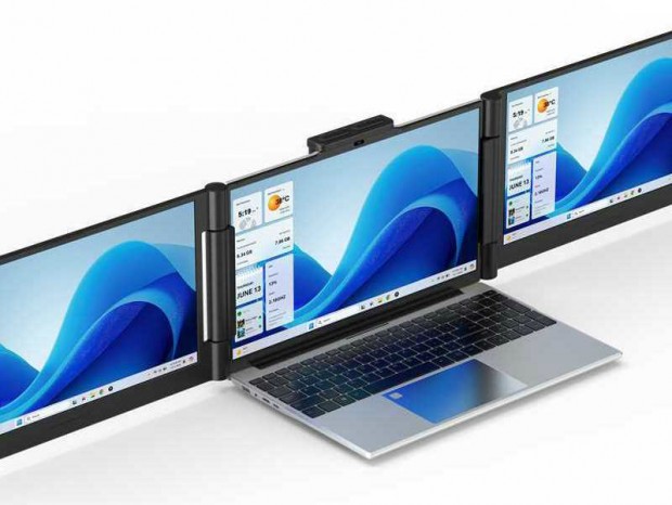 ソースネクスト、ノートPCを3画面化する「DIGI+14インチデュアル拡張ディスプレイ」