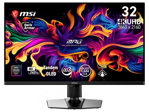 MSI、タンデムOLEDとダークアーマー・フィルム採用4K/240Hzディスプレイ「MPG 322UR QD-OLED X24」