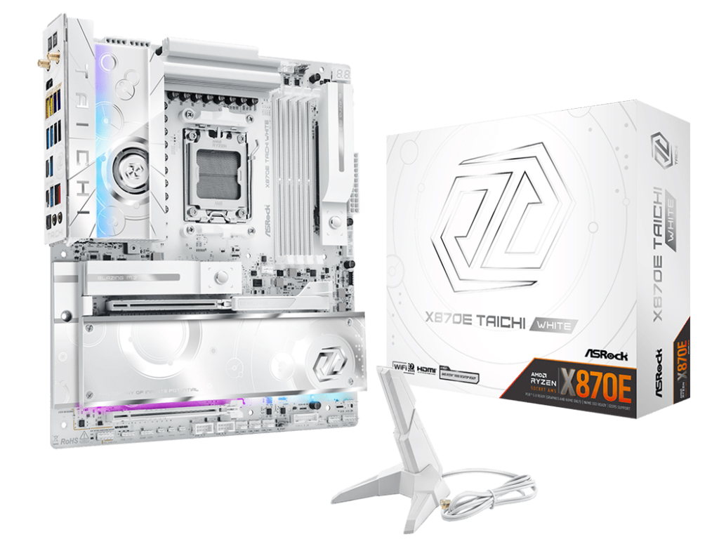 ASRock、Taichiシリーズ初の純白デザインモデル「X870E Taichi White