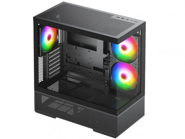 140mm ARGBファン×3標準で約1.3万円のピラーレスPCケース、センチュリー「RACEN AQCESS」