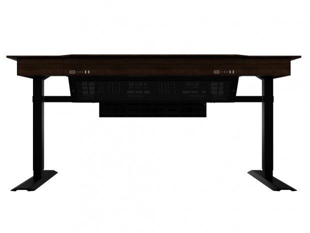 ダークウォールナット採用の電動昇降デスク型PCケース、LIAN LI「DK-07 WOOD」