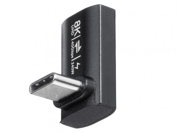 配線の出っ張りを抑えてスッキリ接続、40Gbps対応L字型USB Type-C変換アダプタ