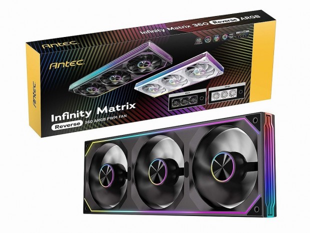 Antec、120mm×3基一体型のリバースARGBファン「Infinity Matrix 360 Reverse ARGB」
