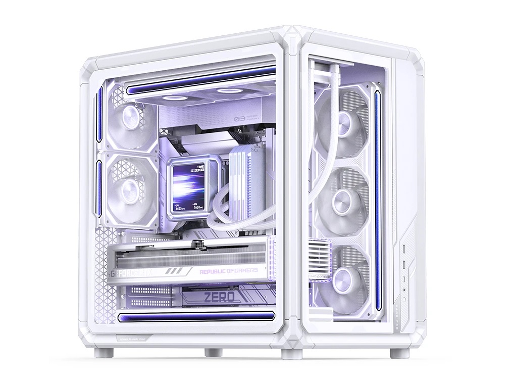 アルミフレーム採用の白いデュアルチャンバーPCケース、JONSBO「X400