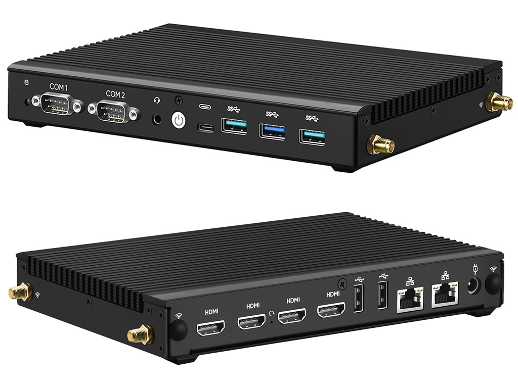 【珍品】ミニPC サイネージ用HDMI4ポート出力 リンクス、最大4画面出力対応のデジタルサイネージ向けファンレスミニ