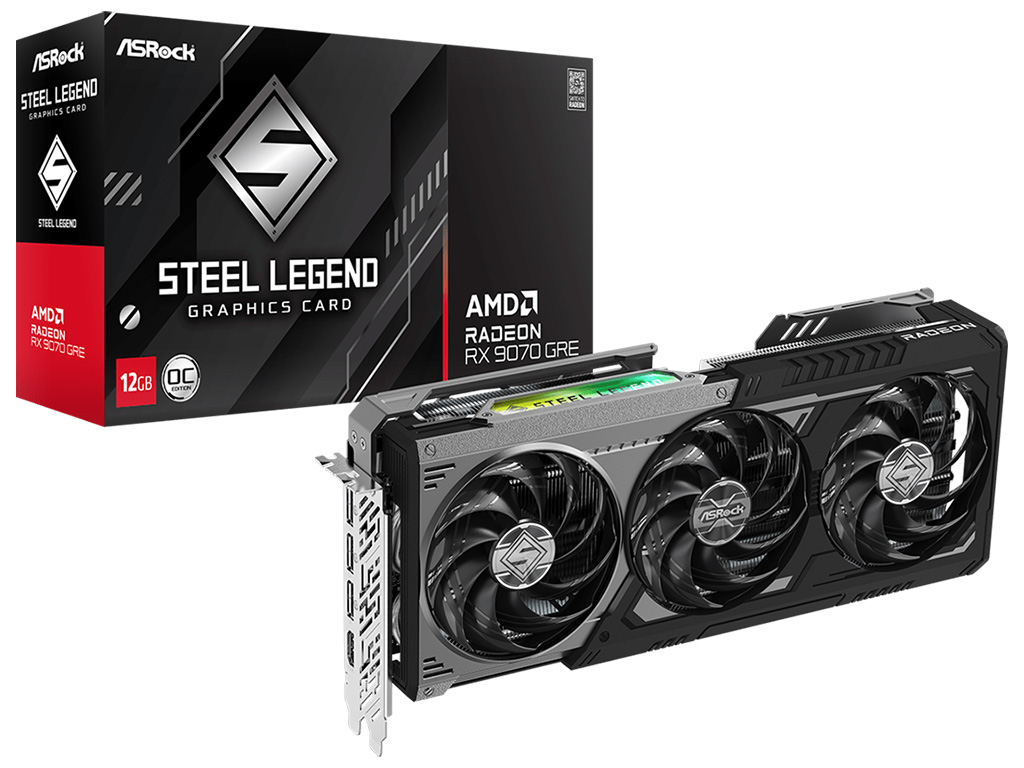 ASRock、黒基調グラフィックスカード「Radeon RX 9070 GRE Steel