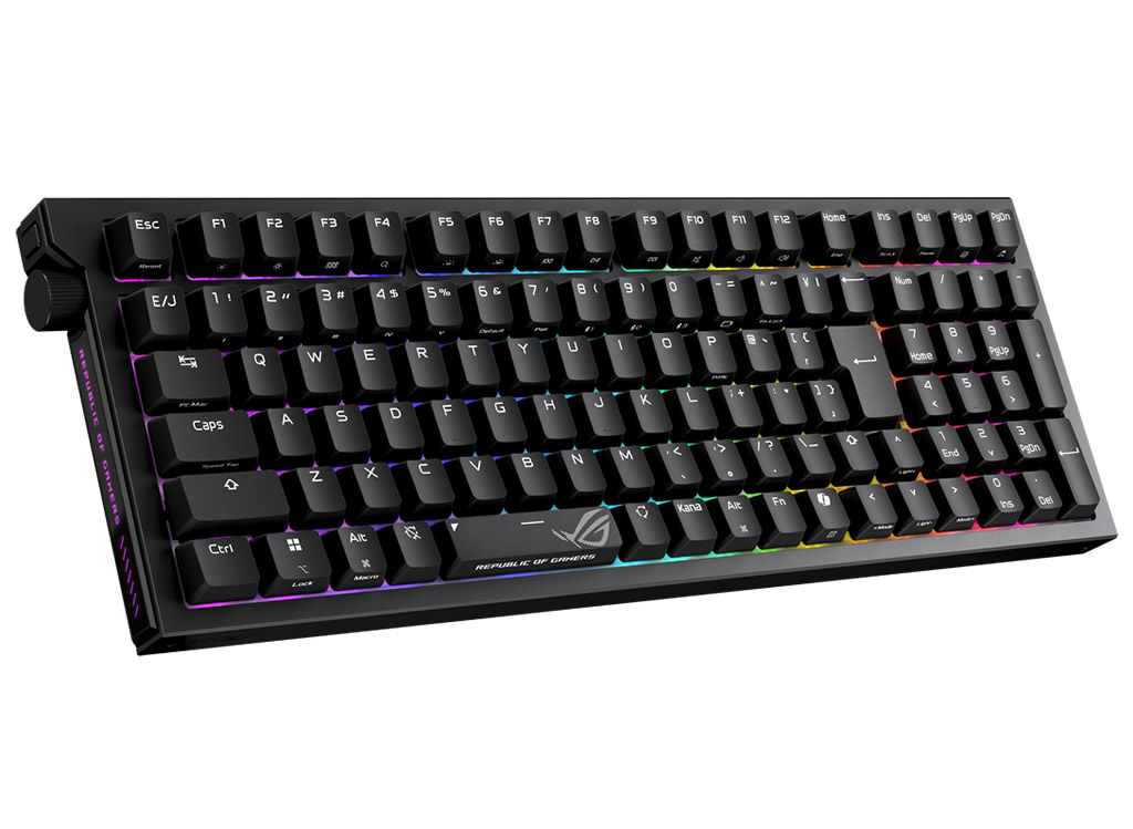 ASUS、ホットスワップ対応の96％レイアウト採用ゲーミングキーボード