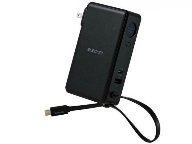 AC充電器とUSB Type-Cケーブルが一体化した3-in-1モバイルバッテリーがエレコムから