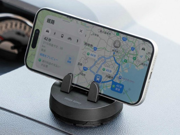 押すだけで自動ロック。片手で固定できる車載スマホホルダー