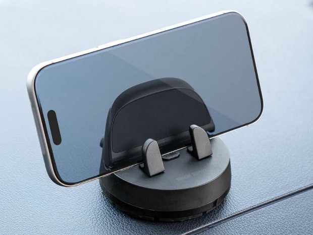 押すだけで自動ロック。片手で固定できる車載スマホホルダー