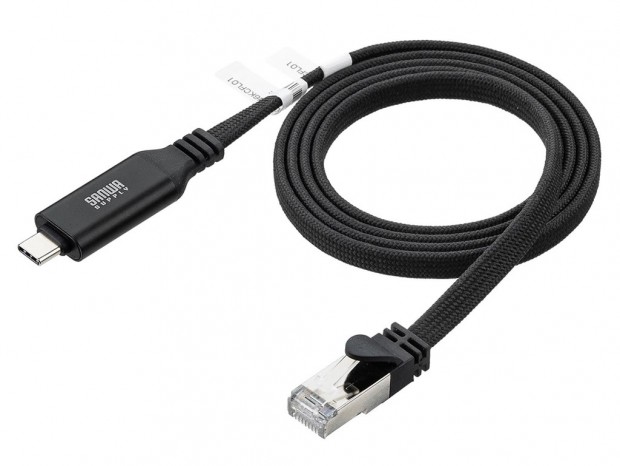 磁石でまとまるフラットケーブル採用、サンワダイレクトのUSB Type-C LAN変換ケーブル