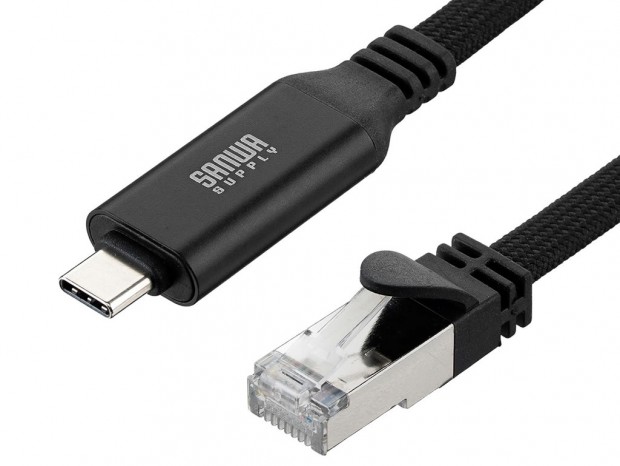 磁石でまとまるフラットケーブル採用、サンワダイレクトのUSB Type-C LAN変換ケーブル