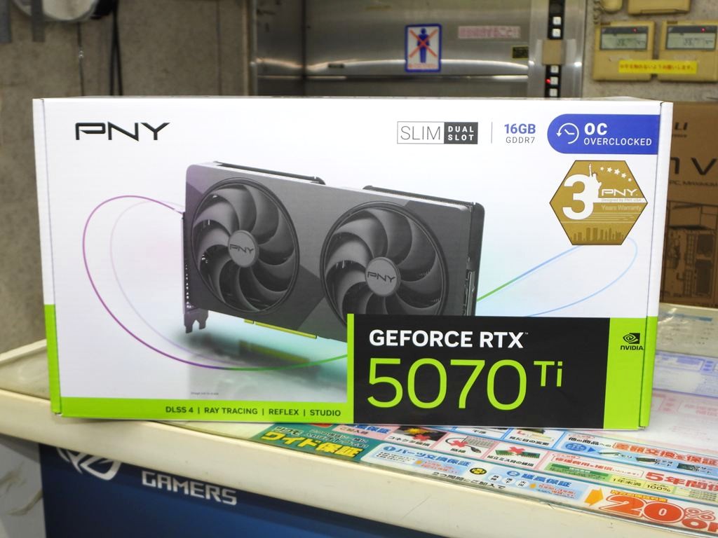 アキバ取材班) 厚さ40mmのスリム設計、PNY「GeForce RTX 5070 Ti 16GB