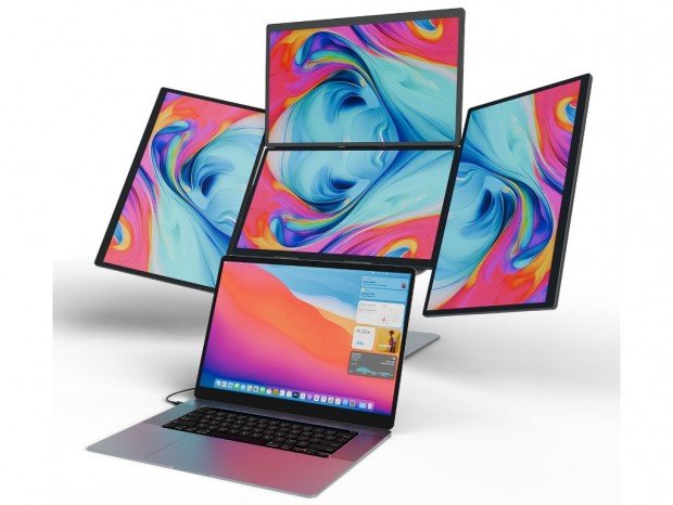 ソースネクスト、ノートPCを5画面化する18.5型4画面システム「DGP-QDS1801」