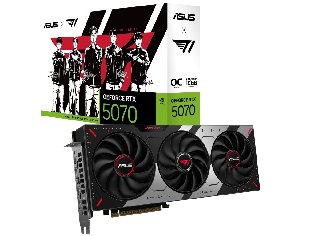 ASUS、LoL世界王者「T1」コラボの特別仕様GeForce RTX 5070 / 5060 Ti