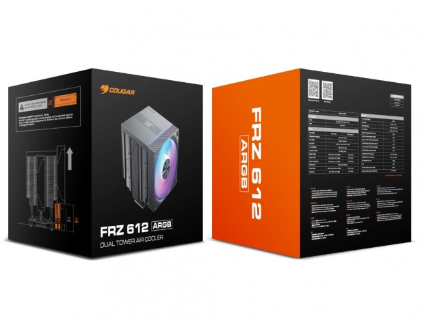 COUGAR、温度表示機能搭載ツインタワー型CPUクーラー「FRZ 612 ARGB」