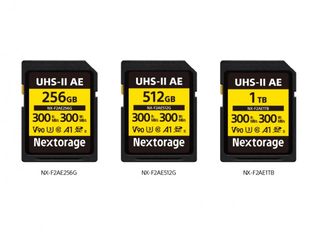 Nextorage、読込・書込300MB/sのV90対応SDXCカード「NX-F2AE」発売