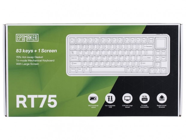 着脱式1.54インチ液晶を搭載、EPOMAKERの75％キーボード「RT75」
