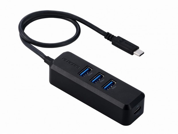エレコム、片手で抜き挿しできるマグネット固定のUSB Type-Cハブ
